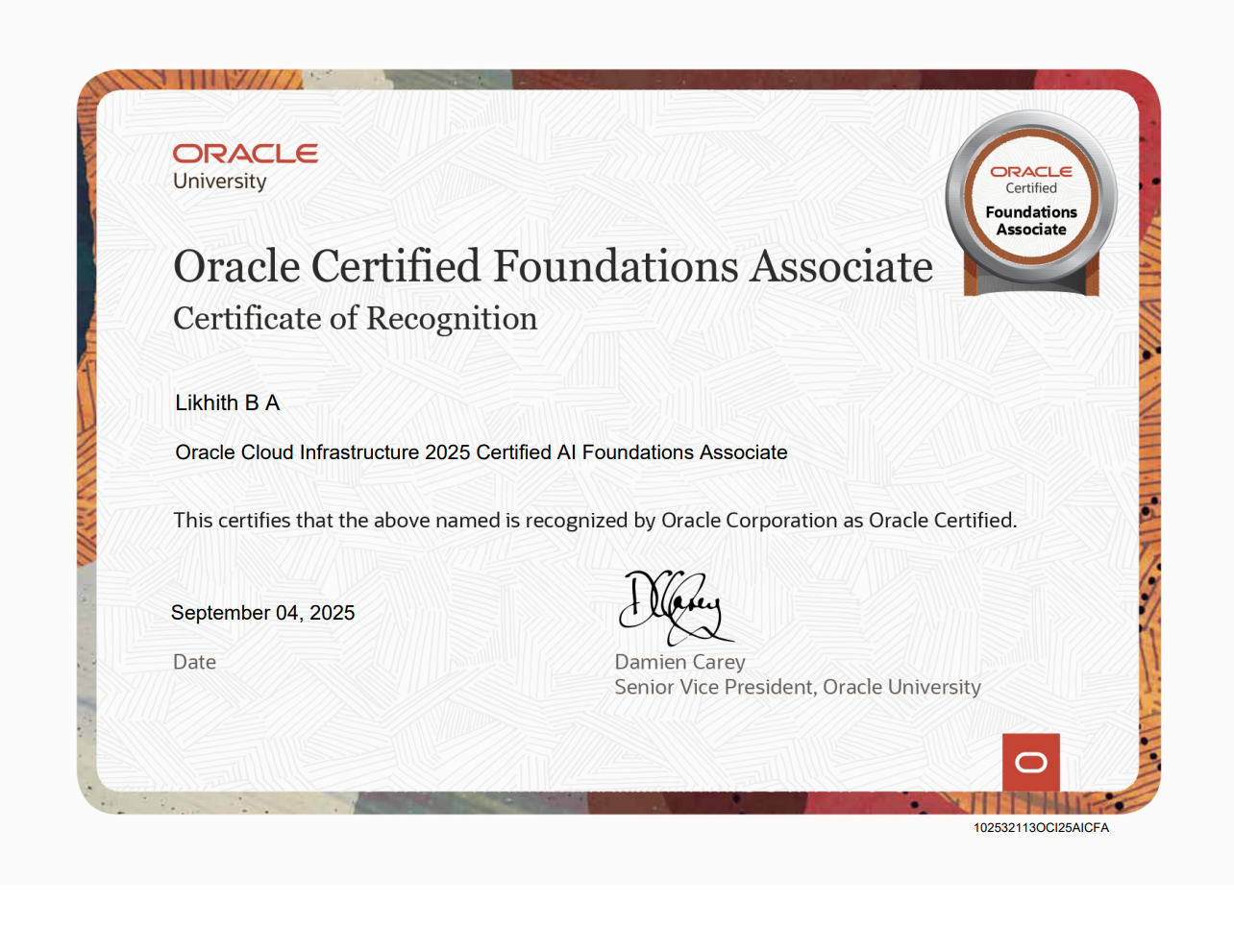 Oracle Certified AI Foundations Associate