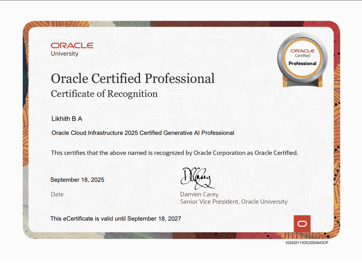Oracle Certified Professional - Generative AI